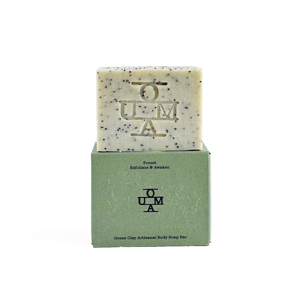 No. 003 Forest soap bar with packaging and 'OUMA' branding on a white background