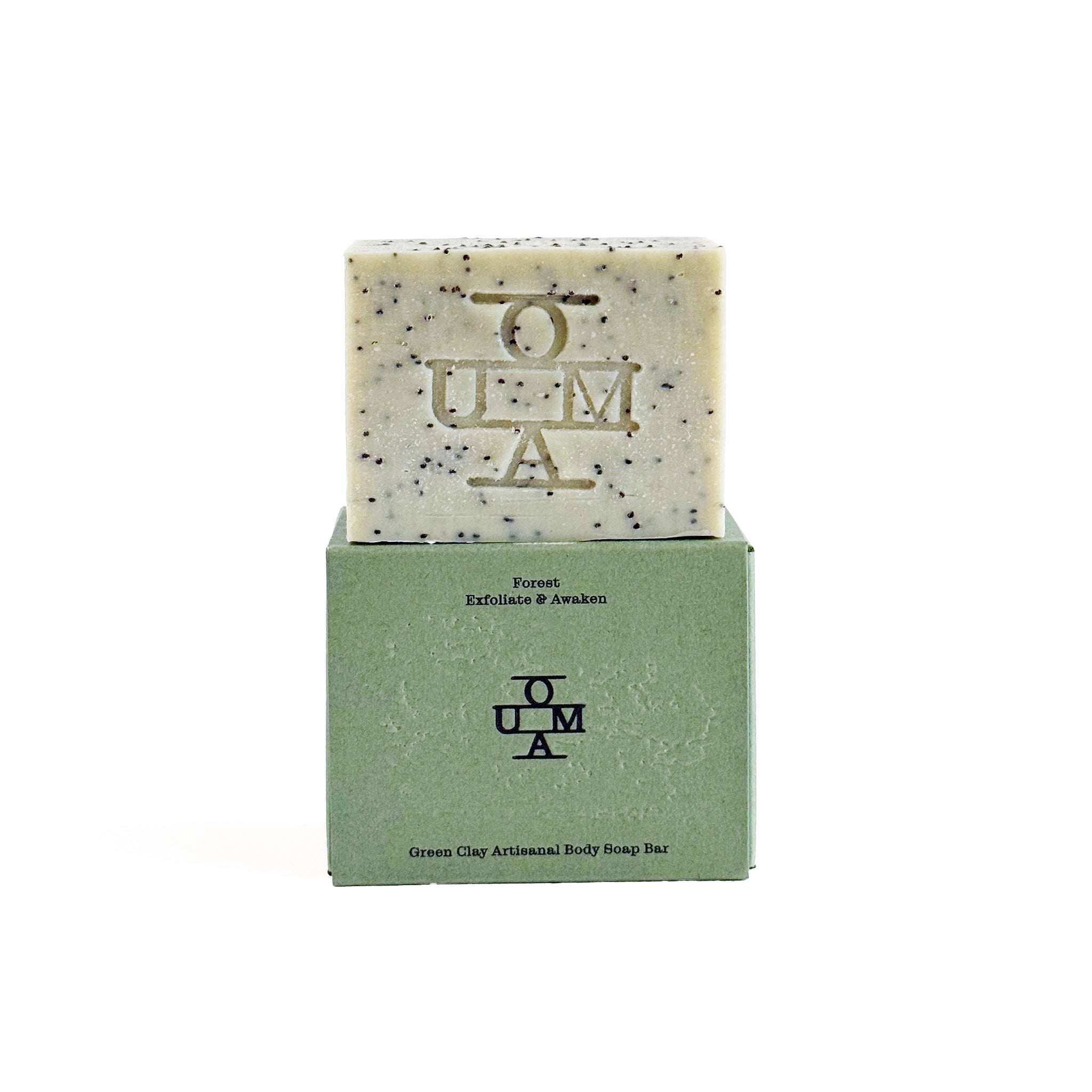 No. 003 Forest soap bar with packaging and 'OUMA' branding on a white background