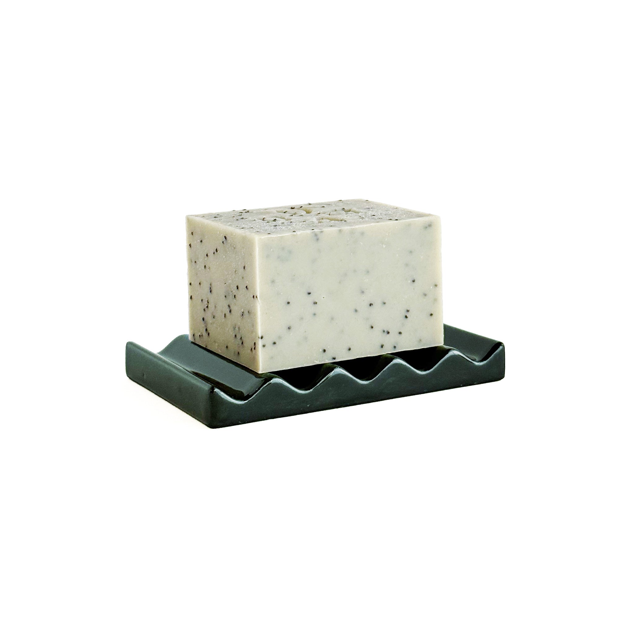 OUMA Soap Dish Midnight Green with Soap Bar No. 003 Forest