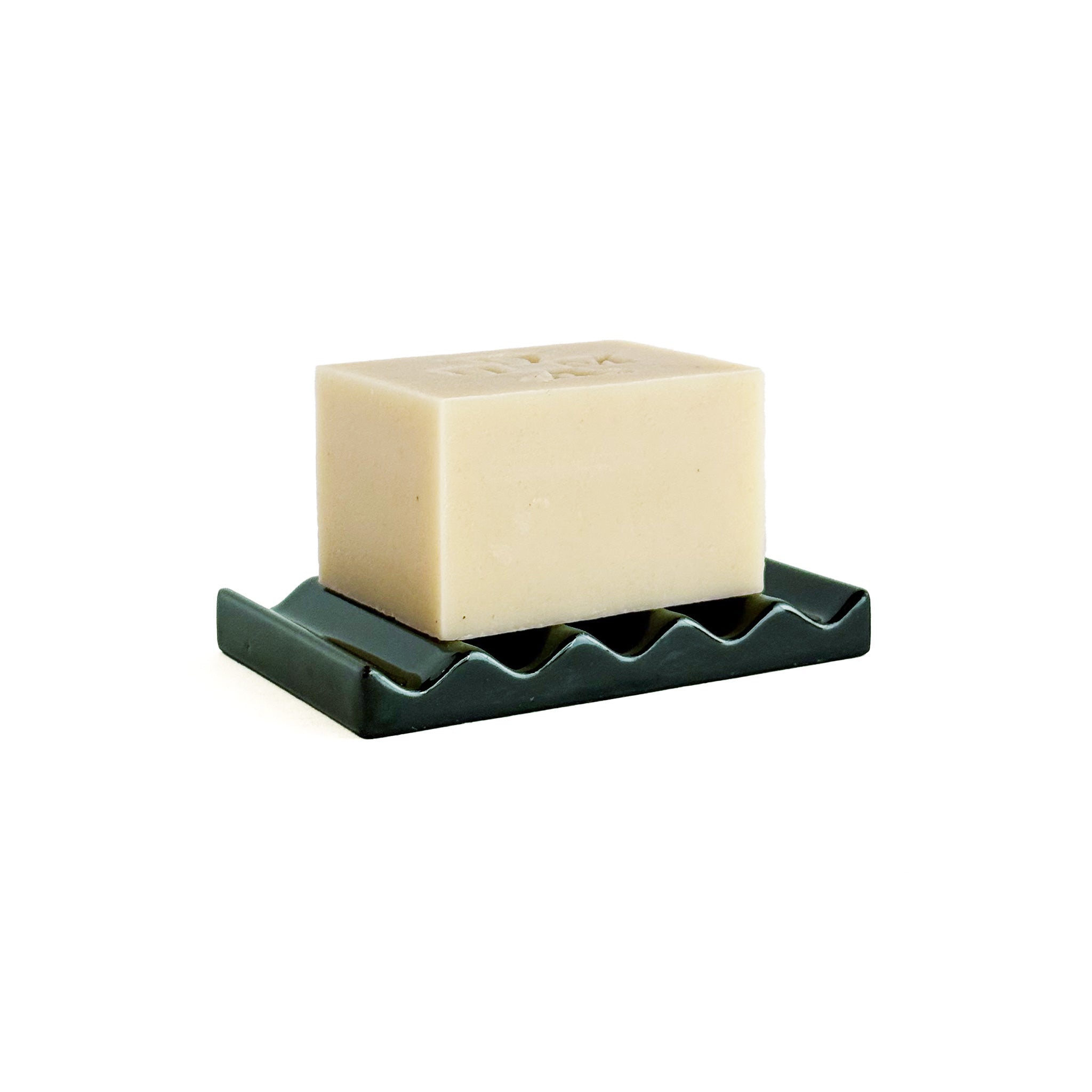 OUMA Soap Dish Midnight Green with Soap Bar No. 005 Light